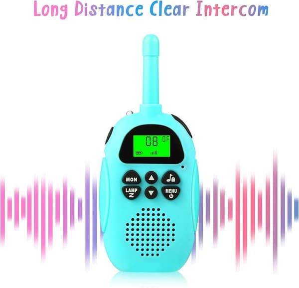 Uppladdningsbar Walkie Talkie 2-pack (rosa, blå), barn 3 km lång Di