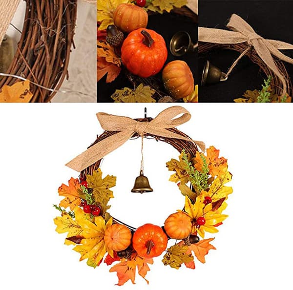 Krona Thanksgiving Krans Prydnad Bär Lönnblad Krona 30cm