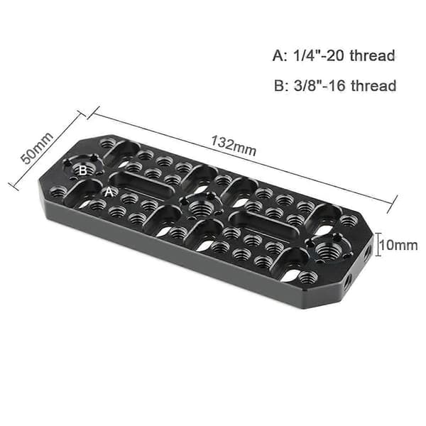 Multifunktionel ostetallerken med 1/4 tomme-20 gevindhuller og 3/8 tomme-16 placeringsstifter til