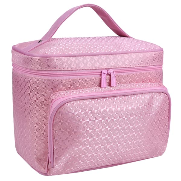 Damemode stor kosmetik makeup taske lynlås Pink 22*16*17cm
