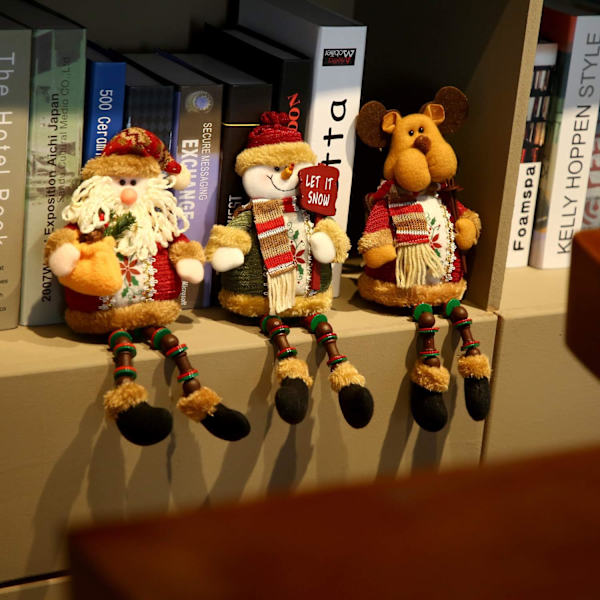 3 stycken Sittande Santa Claus Snowman Renjul