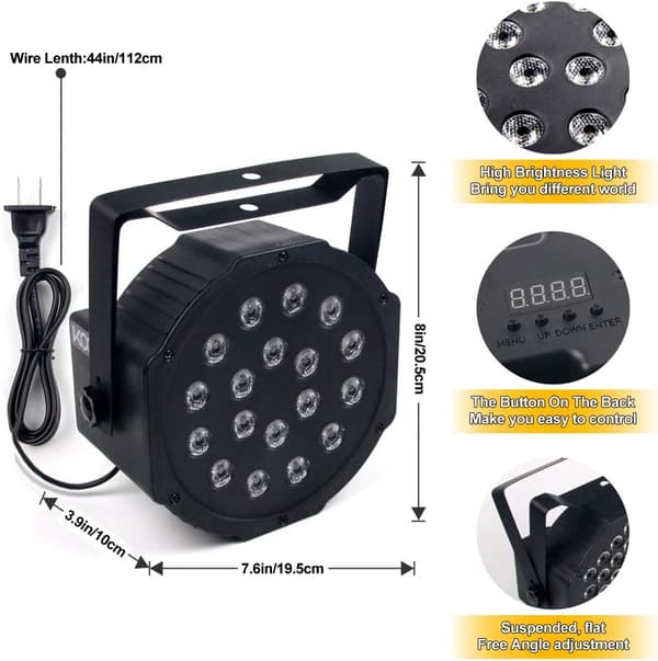 Scenebelysning DJ Disco Light 18W LEDs RGB 9 Moduser Pa