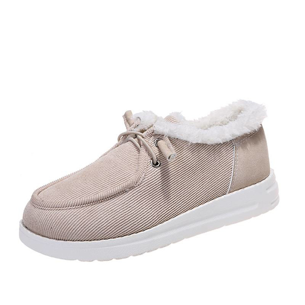 Damer ensfarvede flade Casual Sko Snøring Vinter Hold dig varm Beige 42