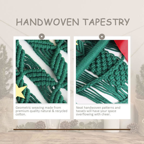 Macrame Veggoppheng Julegran Boho Tapestry Juledekorasjon for