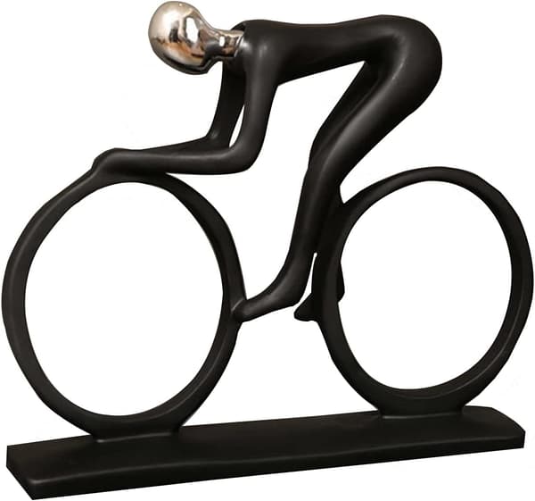 Statue Sort Cykel Atlet Skulptur - Moderne Abstrakt Kunst Res