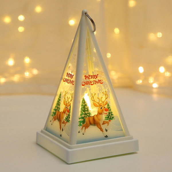 Christmas Triangular Wind Lantern-White Elk, LED Christmas Decora