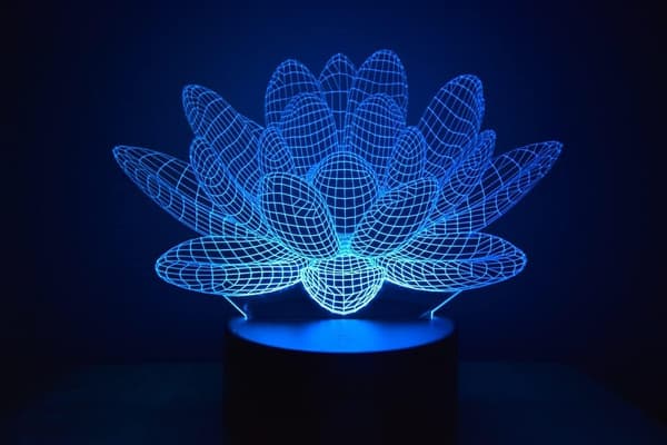 Lotus 3D Illusjon Nattlys Akryl Lys 3D Arts Lotus LE
