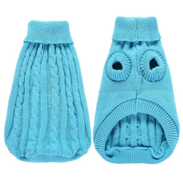 Kæledyrssweater, Turtleneck Strik Juper Hundetrøje Var frakke Sød hvalp Kattebeklædning blue m