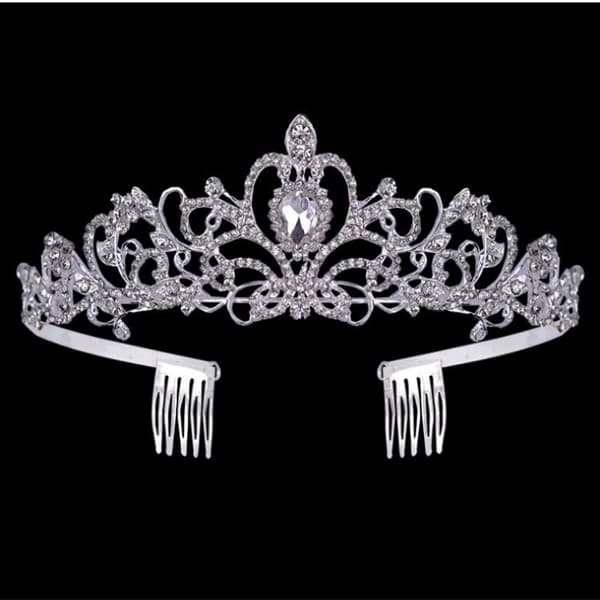 Tiara Krone Krystall Rhinestone (sølv, 1 stk)