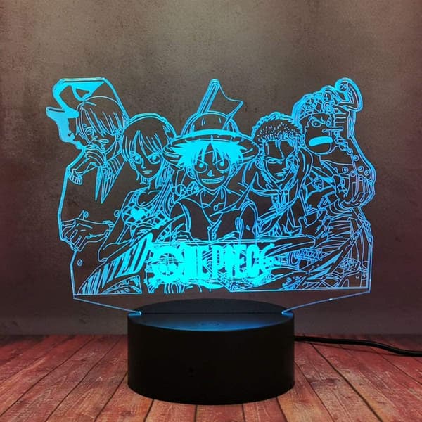 One Piece Luffy 3D Illusion Night Light Lamp Smart Touch, RG