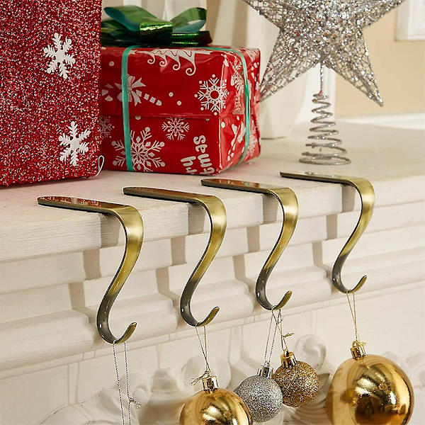 Julstrumpa Hållare Metall Öppen spis Strumpkrok Garland Mantel Krok För Juldekoration (2 st)
