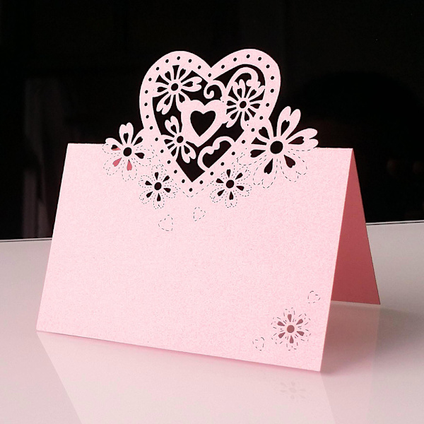 100 st Bord Namn Plats Kärlek Hjärta Bröllopsfest Pearlescent kort White 100 PCS