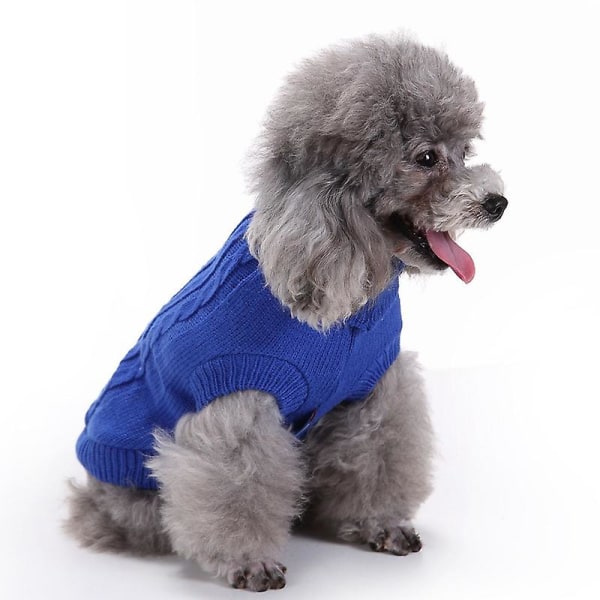 Pet Sweater, Turtleneck Knit Jumper Hundtröja Varm kappa Söt valp Kattkläder Navy blue s