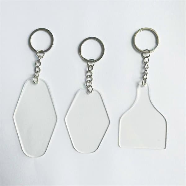90PCS DIY Transparent Akryl Nyckelring Hänge Dekoration Set Tom Akryl Bild Nyckelring Present, A