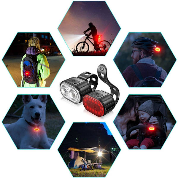 LED-pyöränvalot, USB ladattavat etu- ja takavalot, IPX5