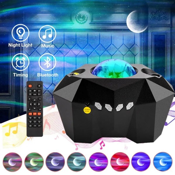 Laser Aurora Galaxy Starry Sky Projector Färgglad LED-projektion black