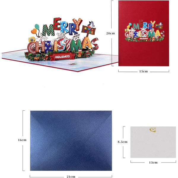 Christmas Pop Up Card - 3D gratulasjonskort bursdagskort, Pop Up C