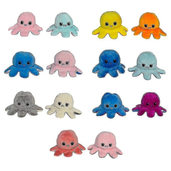 40 cm Jätte Vändbar bläckfisk Gosedjur Vändbar Happy Sad Octopus Plyschleksak Dark Blue Rose Red