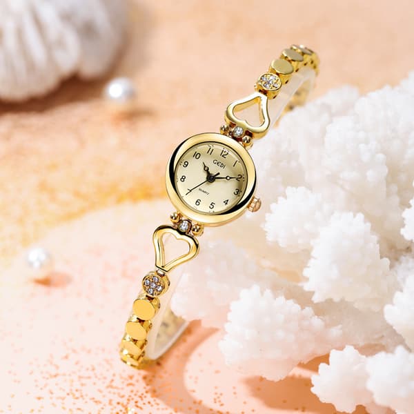 Dame Quartz Ur med Perlemorsskive, Analog Visning og Armbånd