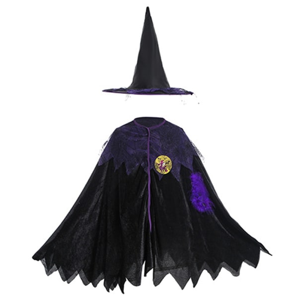 Hætte Cape Velvet Cape med Hætte Lang Vendbar til Halloween 110cm