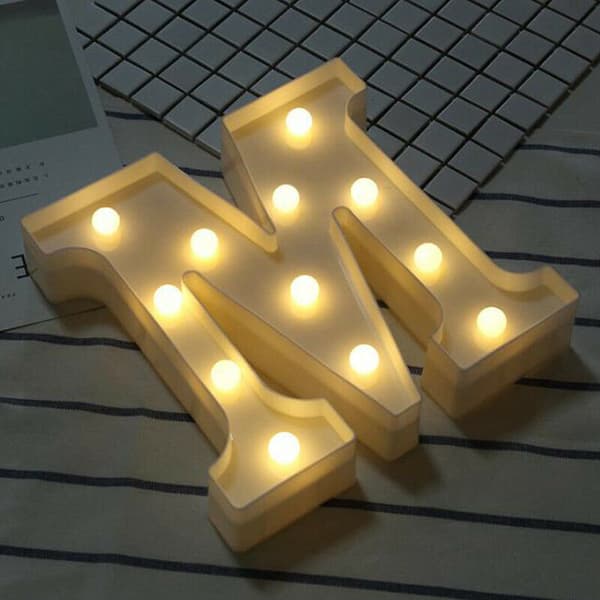 (M) LED Alfabet Bogstavlamper Stor Lysende Plast