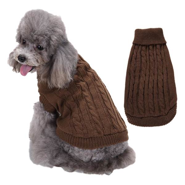 Kæledyrssweater, Turtleneck Strikket Jumper Hundetrøje Varm Frakke Sød Hvalp Kattetøj brown xl