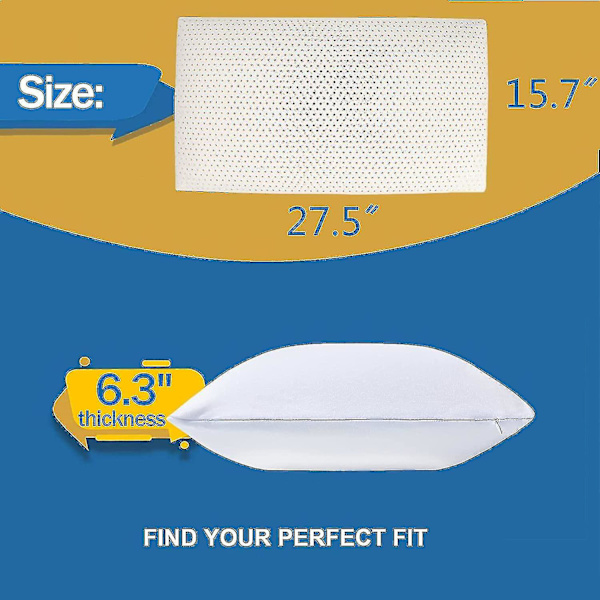 Alg 100% Talalay latexkudde, extra mjuk latexkudde för att sova (queen size), sängkudde för rygg-, sido- och magsömmar, hjälper till att lindra bör