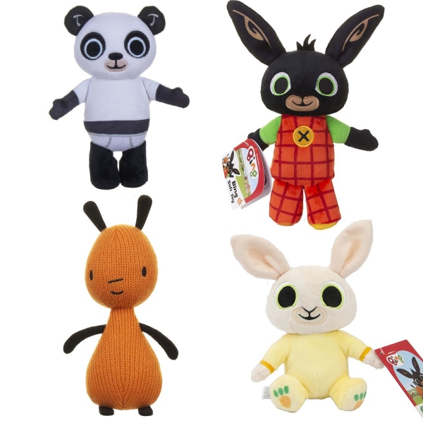 4-Pack BING Gosedjur Bing Flop Charlie Pando Plush Leksak 20cm multicolor