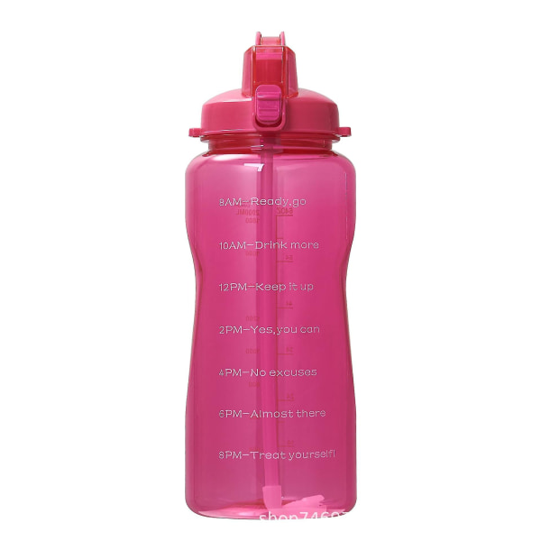 Gallon sportvattenflaska 3,8/2l stor kapacitet Tritan Bpa Free Outdoor Motivational With Time Marker Bärbara fitness red 2L