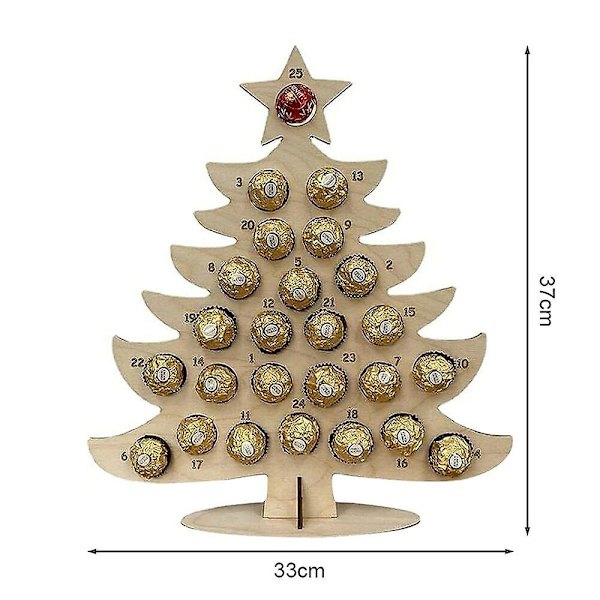 Julgran Trä Adventskalender Chokladhållare Nedräkning
