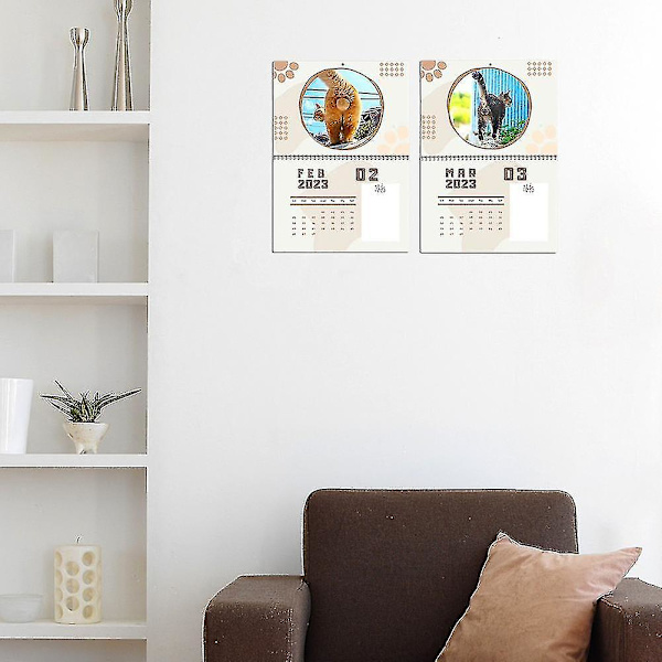 Cat Buttholes Kalender 2023 Veggkalender Design 12 Måneder Veggkalender I Landskap