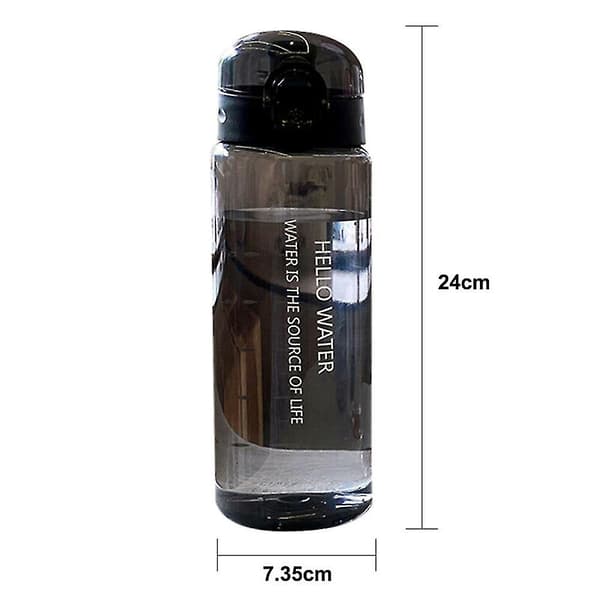 780 ml bärbar vattenflaska genomskinliga läckagesäkra dricksflaskor Black