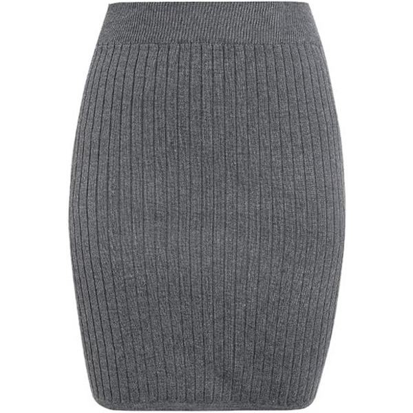 Kvinnor med hög midja, havkropp, enfärgad väska, höftstickad kjo (grå L) grey l