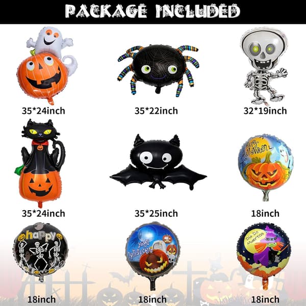 9 stk halloween sæt - græskarheksedødningehoved Kat
