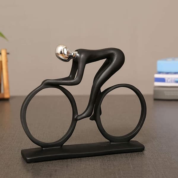 Statue Sort Cykel Atlet Skulptur - Moderne Abstrakt Kunst Res