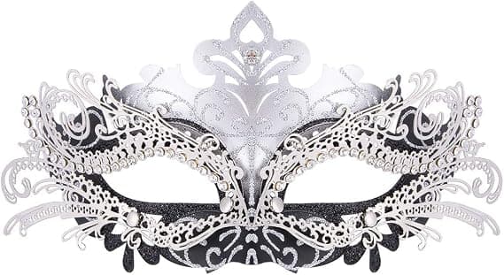 Venetiansk maske (sort sølv), til maskerade og kostume, til kvinder