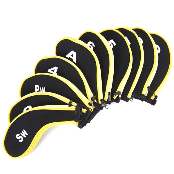 10 st Cover Iron Putter Headcover Set Yellow