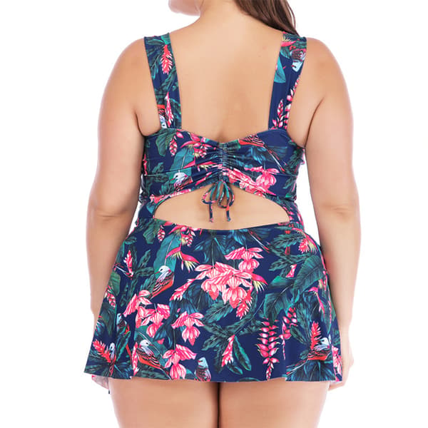 Damblomstret todelt badedragt badedragt badetøj Dark Blue,3XL
