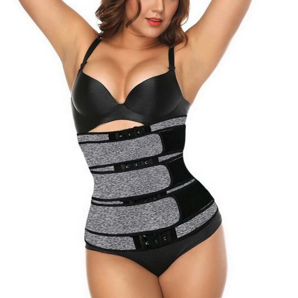 Kvinnor midja tränare Body Shaper tre-breasted bälte Sport grey L