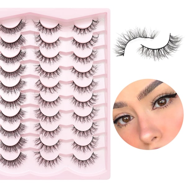 Løsnegler Falske Øyevipper Cat-Eye Vipper Faux Mink Vipper Naturlig utseende Fluffy Wispy vipper som ser ut som extensions 7