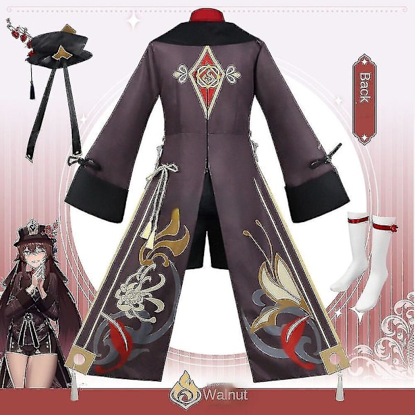 Snabb leverans Genshin Impact Hutao kostym Hu Tao kinesisk stil Uniformspel Halloween kostymer för kvinnor vuxen peruk Wig M