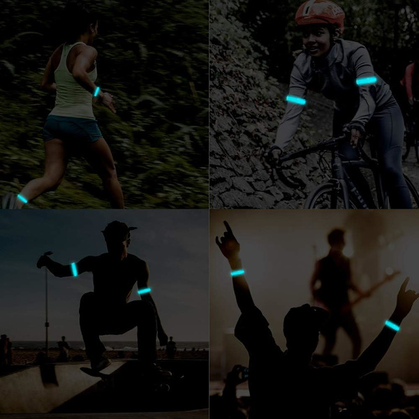Løpelys (2-pakning) Oppladbart LED-armbånd reflekterende Runni