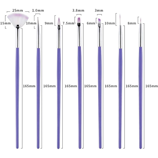 7 kpl Kynsiharjoja Kaikki manikyyriin Nail Art Tools Painting Gel T