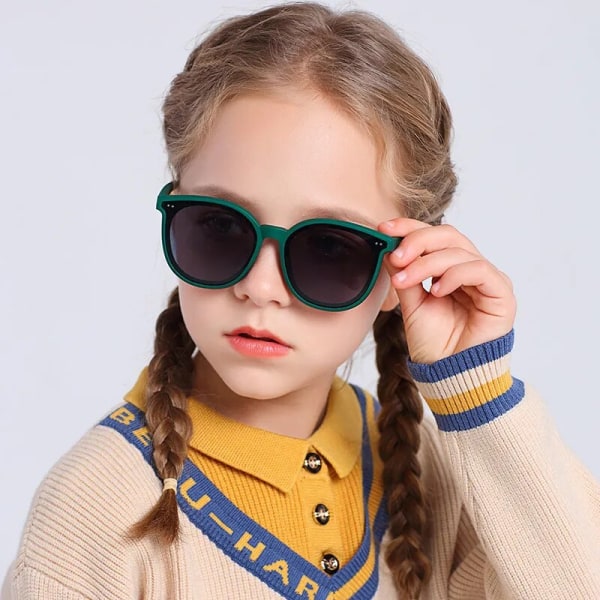 3-12 Years Kids Polarized Sunglasses Boys' Cool Girls Soft TPEE Frame Cat Eye Design Fashion Sun UV400 Protection Oval Glasses As picture