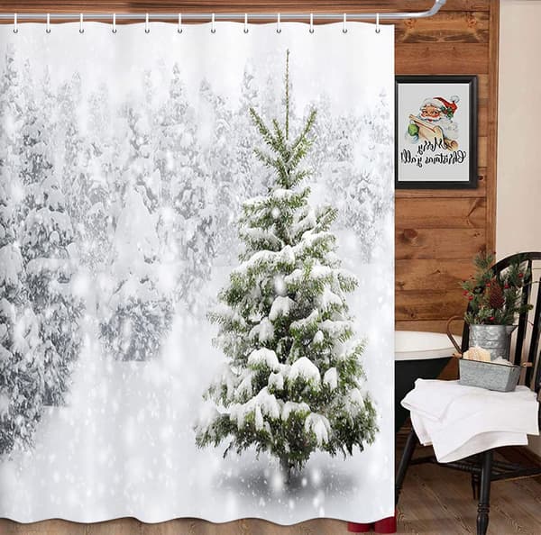 180×180CM Duschdraperi i vinterceder (vit), duschdraperi