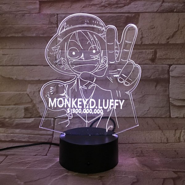 One Piece Luffy 3D Illusion Night Light Lamp Smart Touch, RG