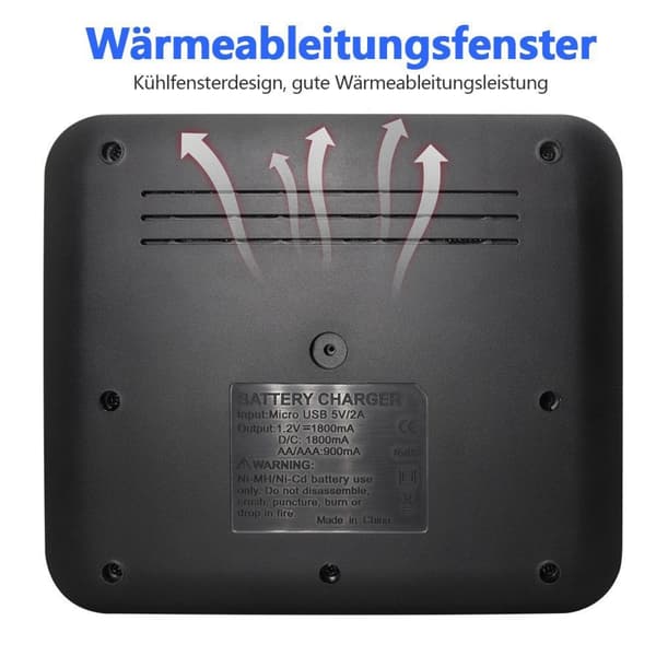 Batteriladdare USB-port Typ C-ingång rundcellsladdare