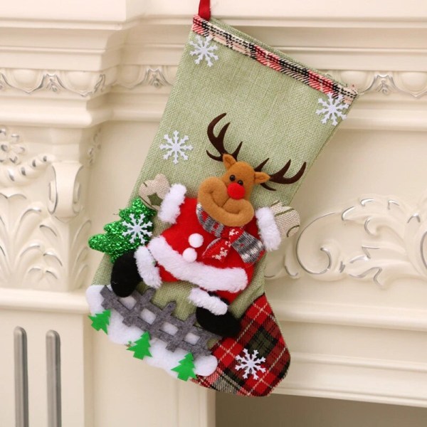 4 julstrumpor 2023 juldekoration julsocka 3D-mönster julklappsväska för barn Xmas Navidad nyårsdekoration