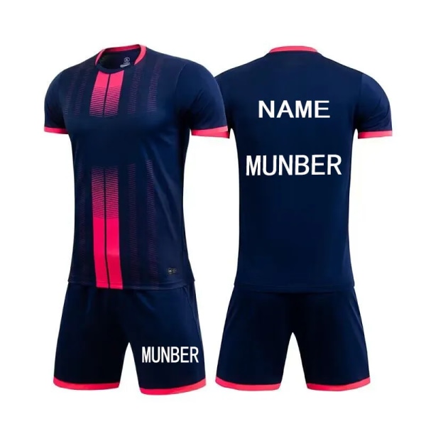 2023 Barntröjor Set Herr Pojkar Fotbollskläder Kostym Kortärmad Barn Fotbollsuniformer Fotboll Träningsoveralltröja Kit Navy Not Custom 4XL(185-190cm)