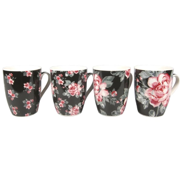 Mugg Rosor svart/rosa 4-pack black